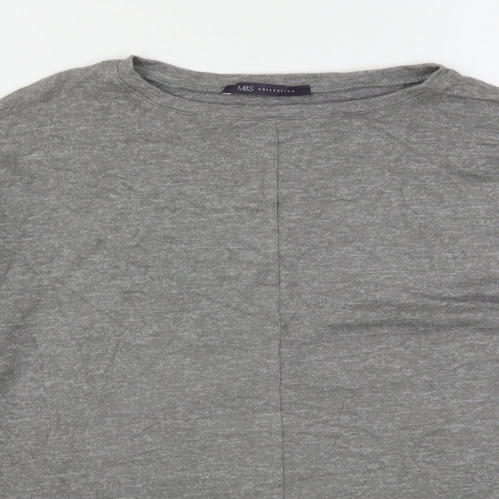 Marks and Spencer Womens Grey Round Neck  Viscose Pullover Jumper Size 12