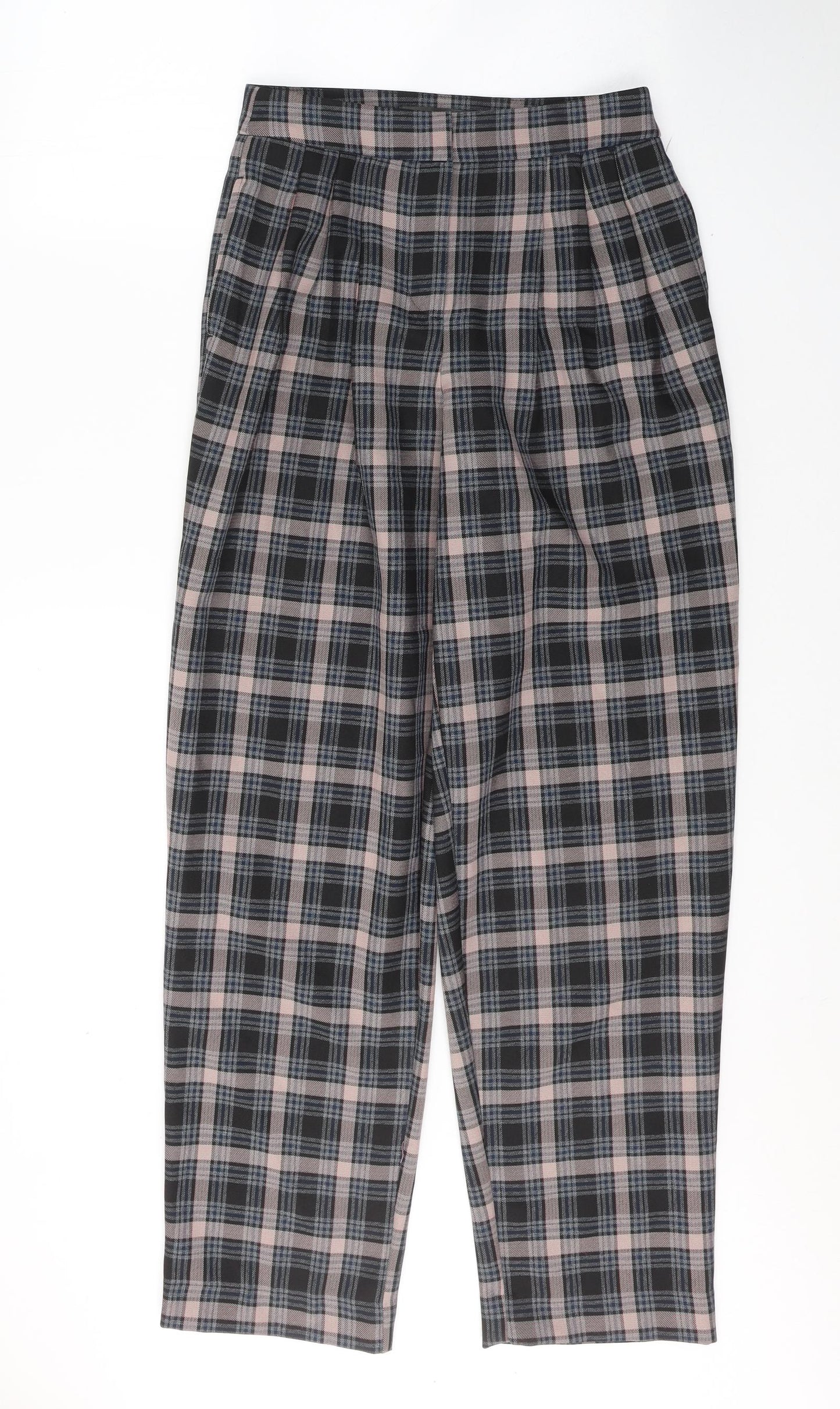 Primark Womens Blue Plaid Polyester Trousers  Size 8 L30 in Regular