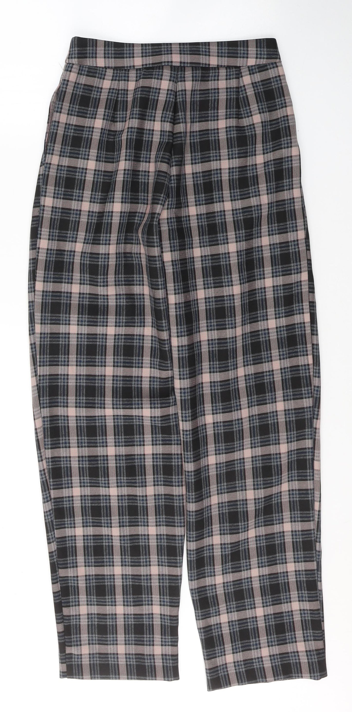 Primark Womens Blue Plaid Polyester Trousers  Size 8 L30 in Regular