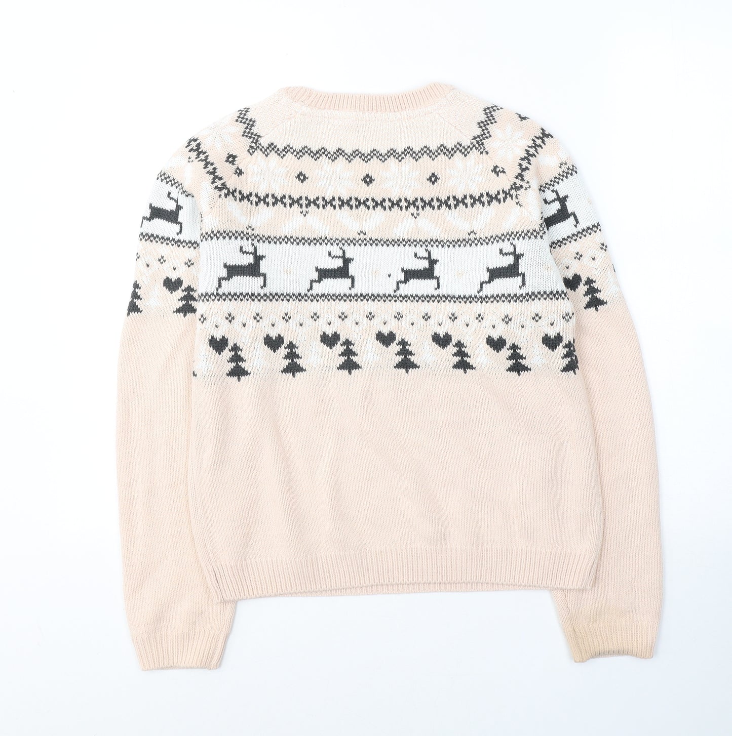 H&M Girls Pink Roll Neck Fair Isle Acrylic Pullover Jumper Size 14-15 Years  Pullover - Christmas Icons