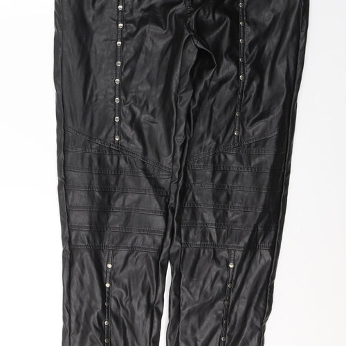 Preworn Womens Black  Polyester Snow Pants Trousers Size 2XL L29 in Regular Tie - Faux Leather