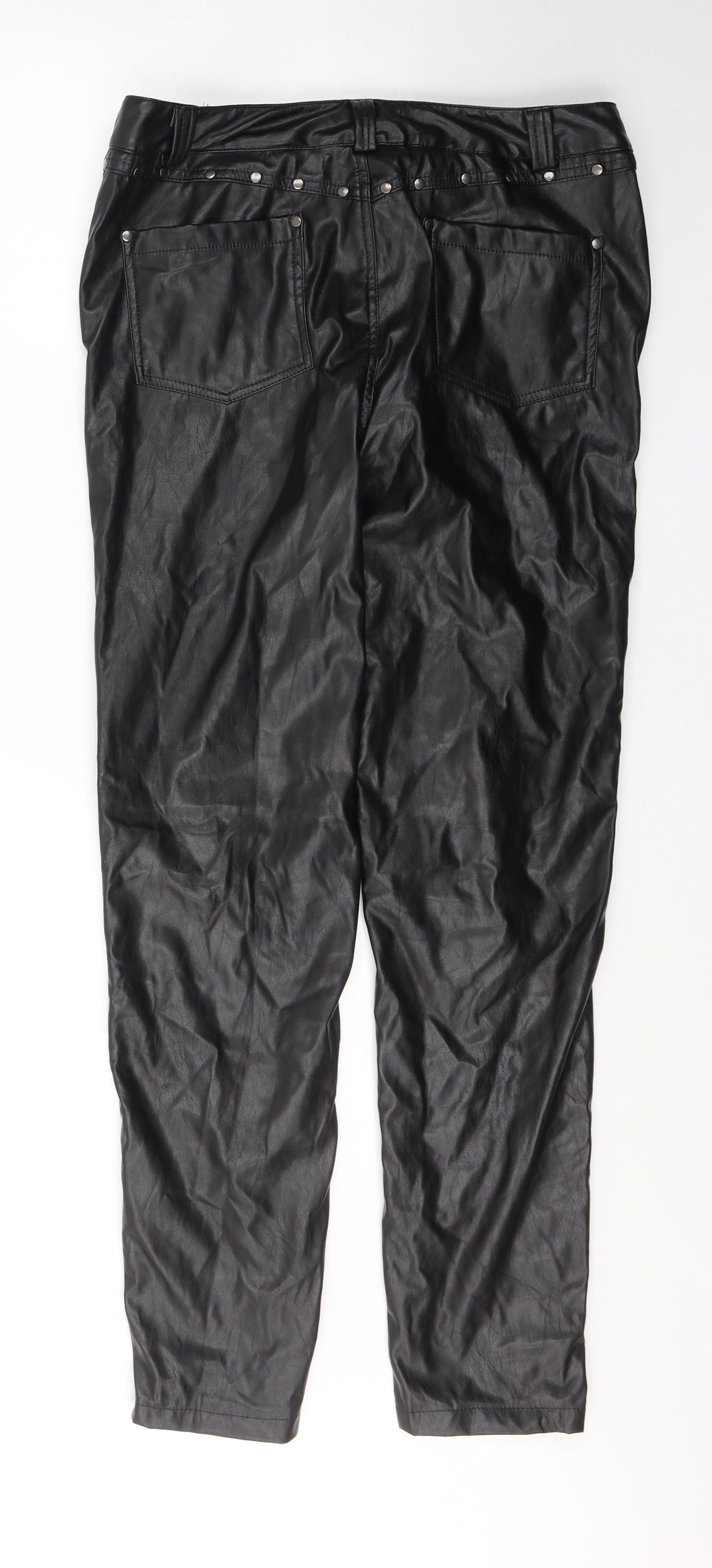 Preworn Womens Black  Polyester Snow Pants Trousers Size 2XL L29 in Regular Tie - Faux Leather