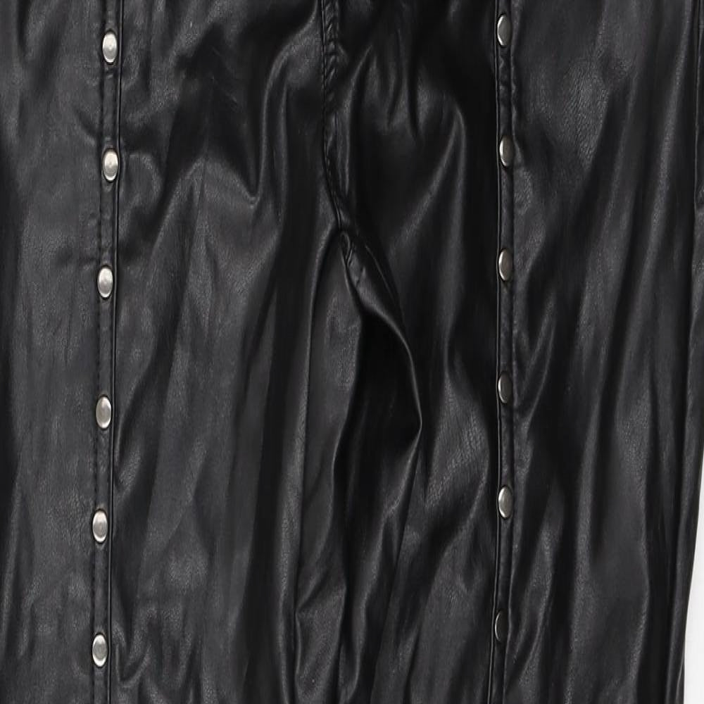Preworn Womens Black  Polyester Snow Pants Trousers Size 2XL L29 in Regular Tie - Faux Leather