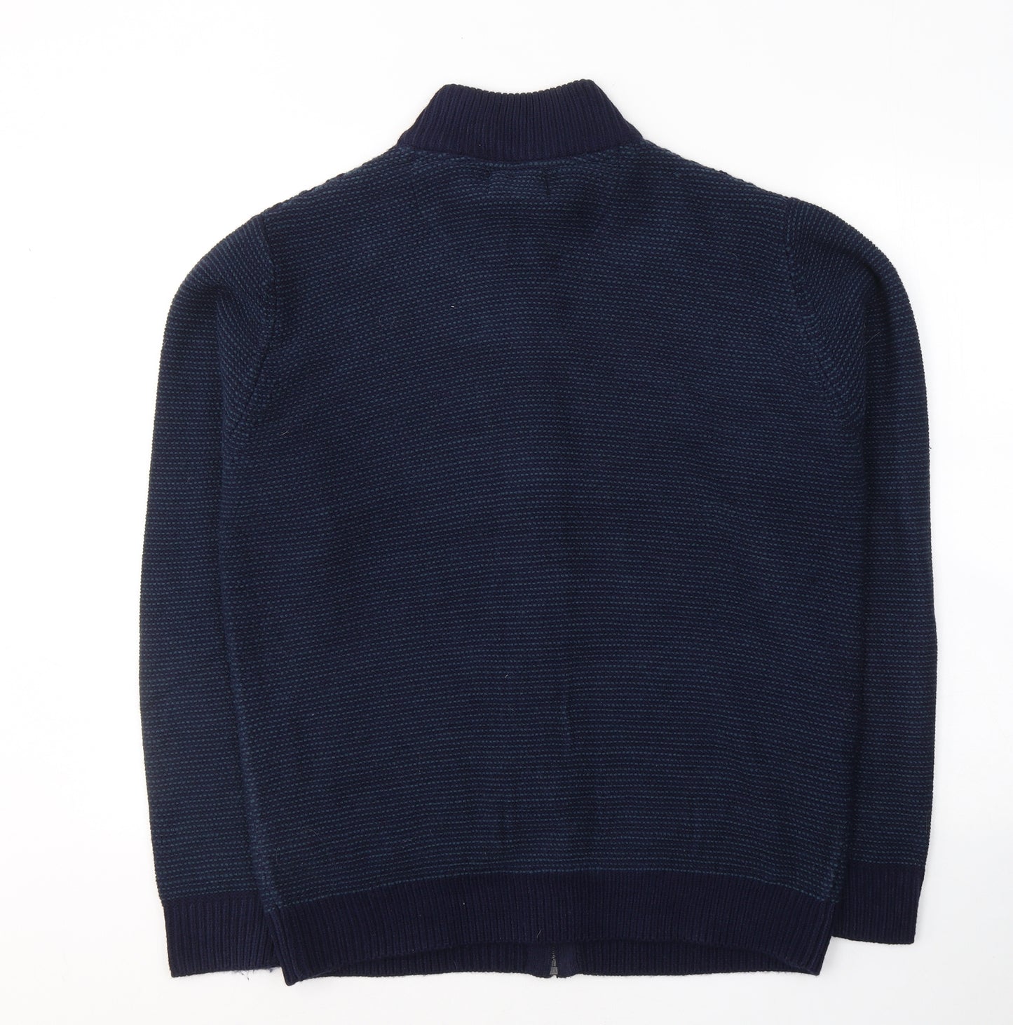 Marks and Spencer Womens Blue Geometric Acrylic Full Zip Sweatshirt Size M  Zip