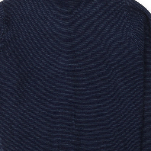 Marks and Spencer Womens Blue Geometric Acrylic Full Zip Sweatshirt Size M  Zip