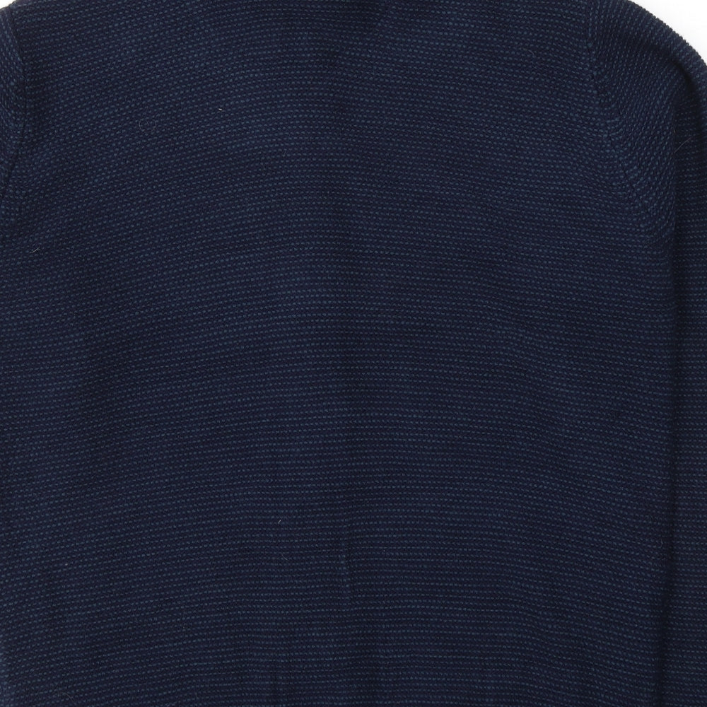 Marks and Spencer Womens Blue Geometric Acrylic Full Zip Sweatshirt Size M  Zip
