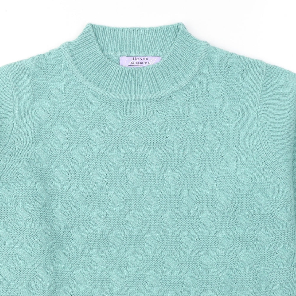 Honor Millburn Womens Green Round Neck  Acrylic Pullover Jumper Size 10