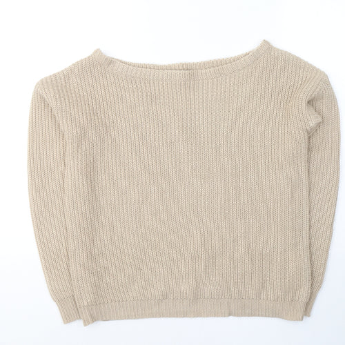 Missguided Womens Beige Boat Neck  Acrylic Pullover Jumper Size S