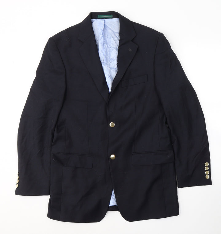 Greenwoods Mens Blue  Wool Jacket Suit Jacket Size S