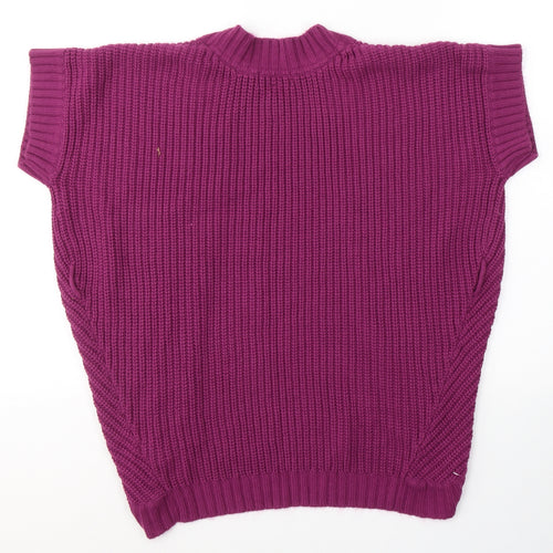 Marks and Spencer Girls Purple V-Neck  Acrylic Cardigan Jumper Size 6-7 Years  Tie