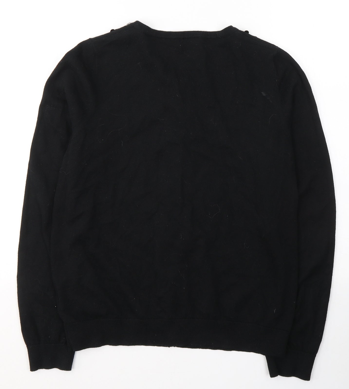 F&F Girls Black Round Neck  Cotton Cardigan Jumper Size 13-14 Years  Button