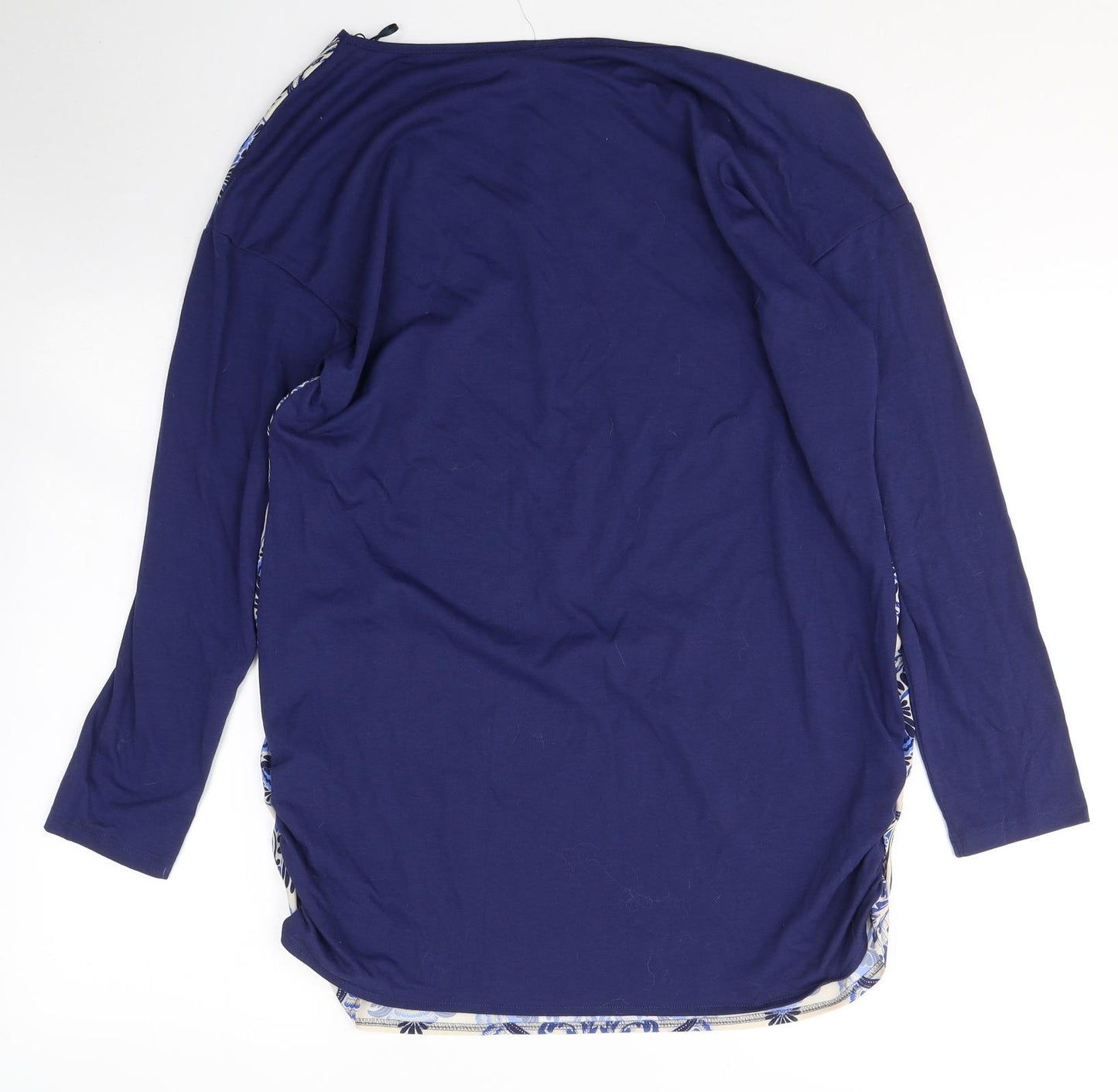 George Womens Blue Geometric Polyester Tunic T-Shirt Size 16 Round Neck