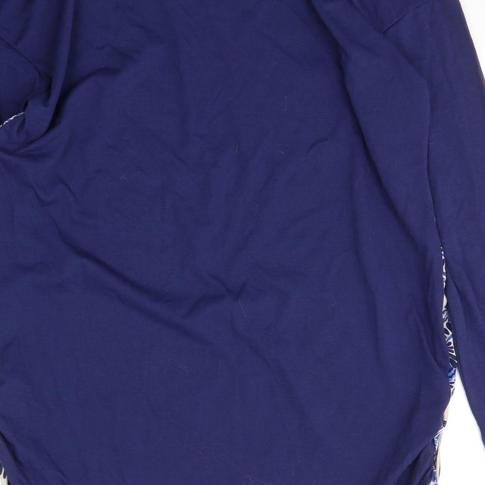 George Womens Blue Geometric Polyester Tunic T-Shirt Size 16 Round Neck