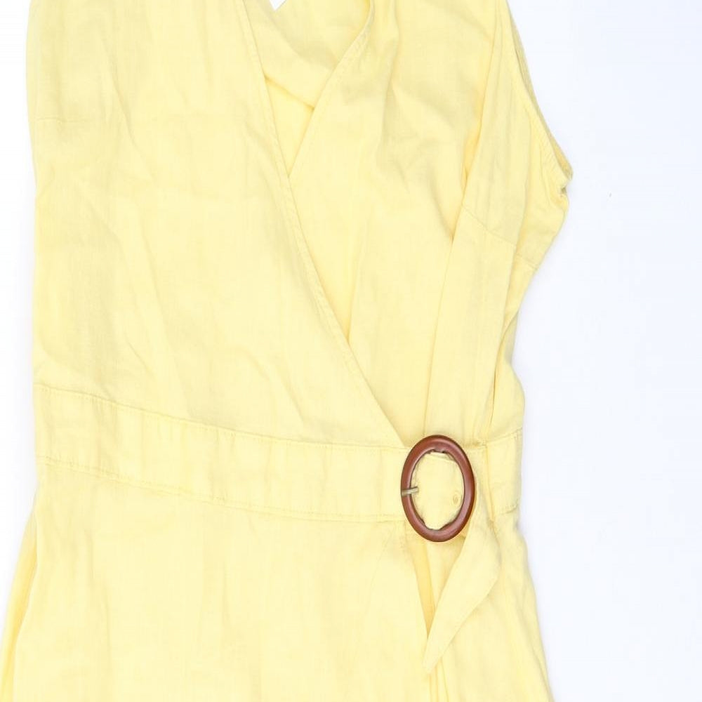 George Womens Yellow  Lyocell Wrap Dress  Size 14  V-Neck Pullover
