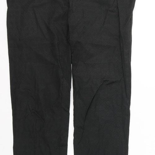 NEXT Womens Black Geometric Cotton Trousers  Size 10 L28 in Regular Buckle