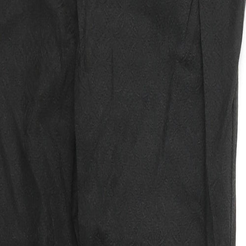 NEXT Womens Black Geometric Cotton Trousers  Size 10 L28 in Regular Buckle