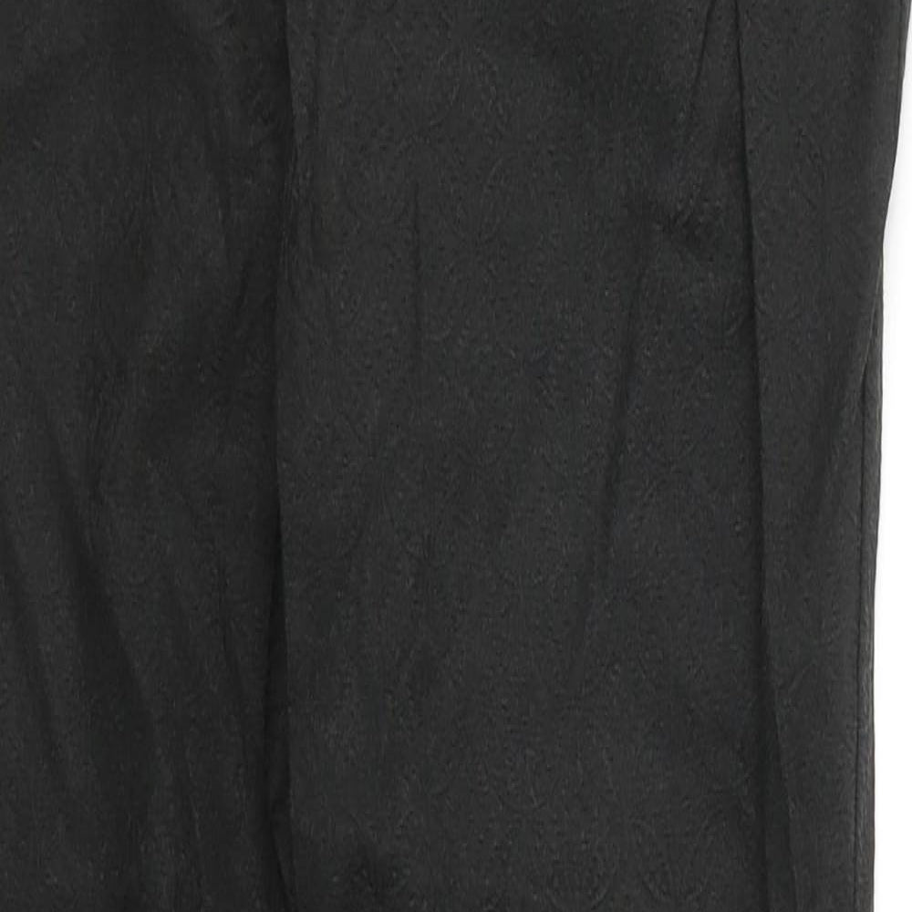 NEXT Womens Black Geometric Cotton Trousers  Size 10 L28 in Regular Buckle