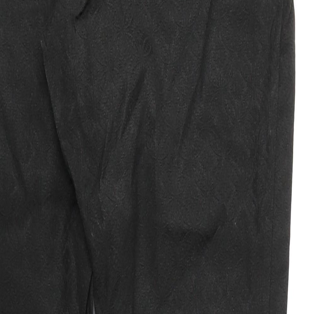 NEXT Womens Black Geometric Cotton Trousers  Size 10 L28 in Regular Buckle