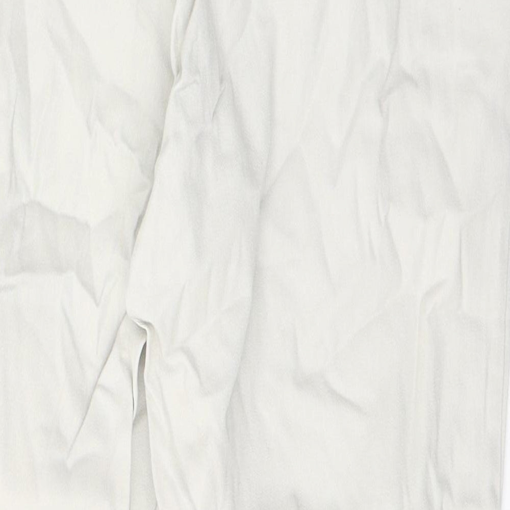 Wallis Womens Beige  Cotton Cropped Trousers Size 12 L22 in Regular Button
