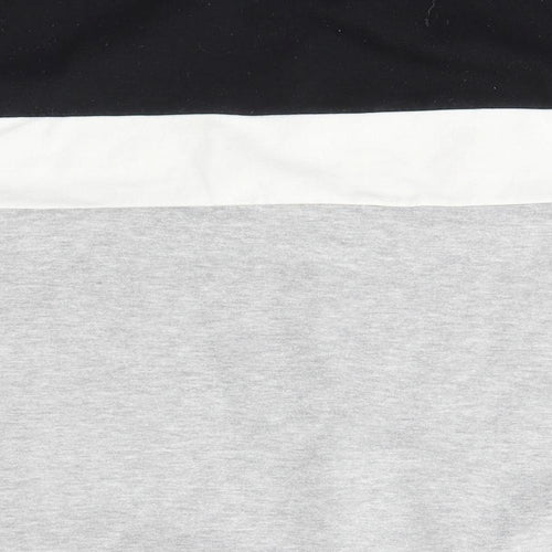 New Look Womens Grey Crew Neck Striped Cotton Pullover Jumper Size M