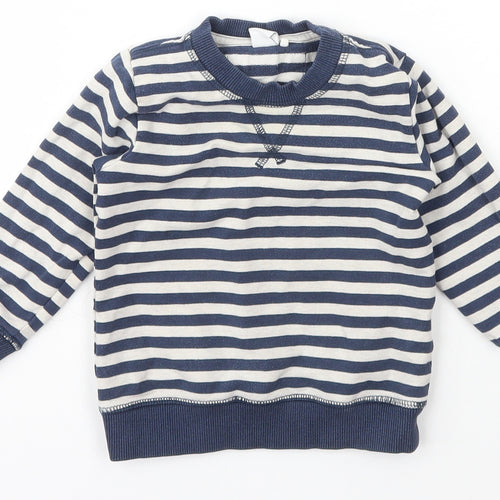 name it Boys Blue Striped Cotton Pullover Jumper Size 9-12 Months  Pullover
