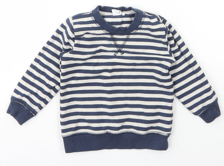 name it Boys Blue Striped Cotton Pullover Jumper Size 9-12 Months Pullover