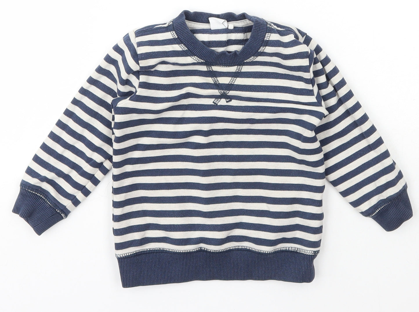 name it Boys Blue Striped Cotton Pullover Jumper Size 9-12 Months  Pullover