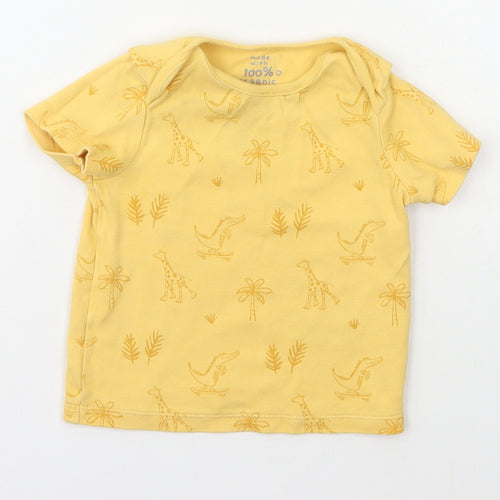 F&F Baby Orange Geometric Cotton Basic T-Shirt Size 12-18 Months Crew Neck Pullover