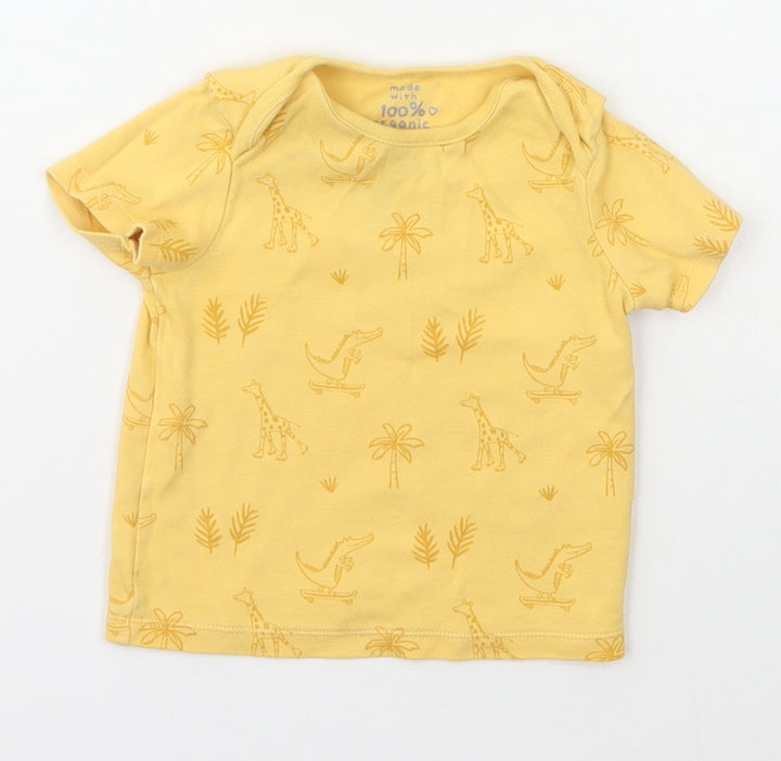 F&F Baby Orange Geometric Cotton Basic T-Shirt Size 12-18 Months Crew Neck Pullover