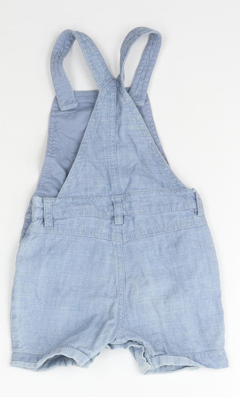 Marks and Spencer Baby Blue  Cotton Dungaree One-Piece Size 6-9 Months  Snap