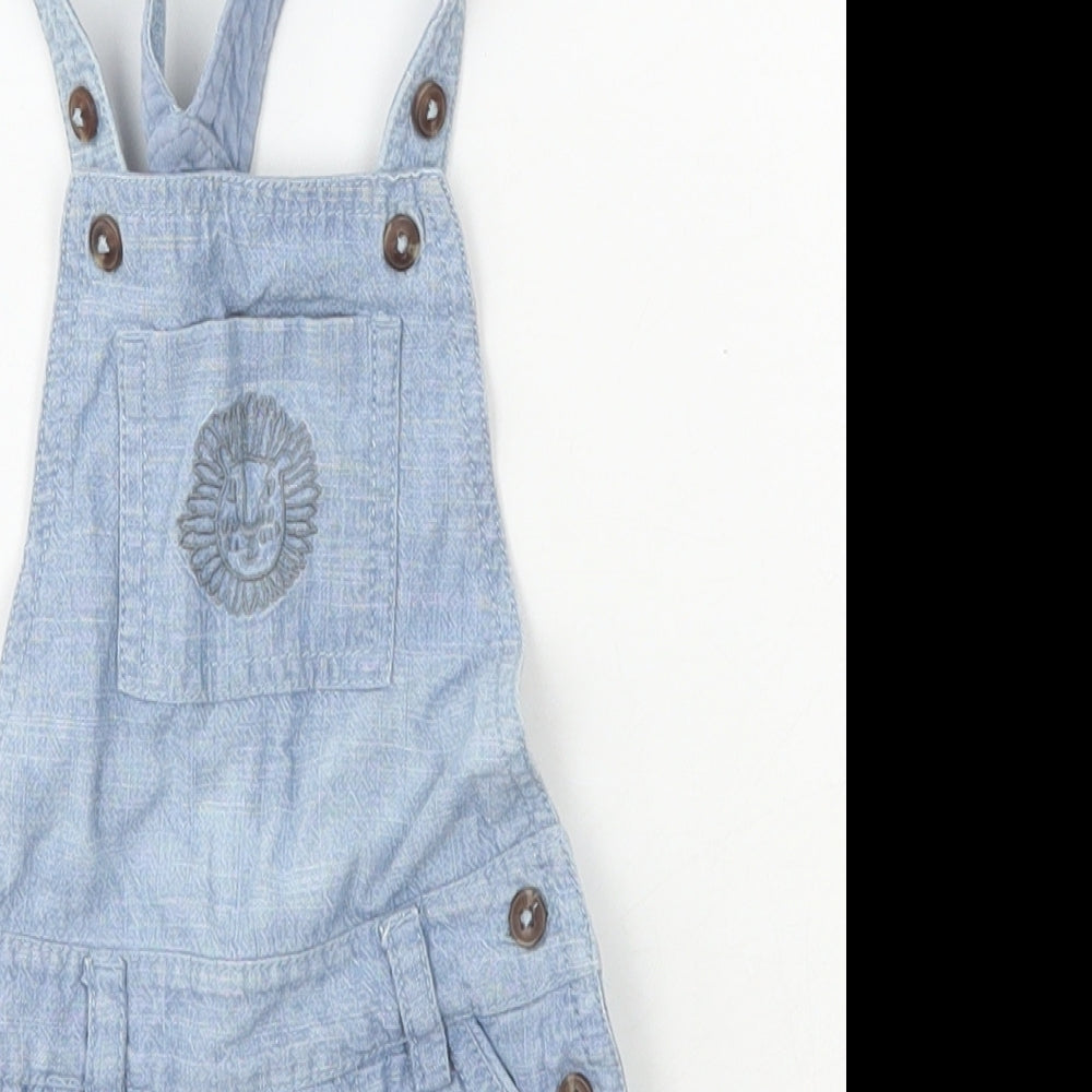 Marks and Spencer Baby Blue  Cotton Dungaree One-Piece Size 6-9 Months  Snap