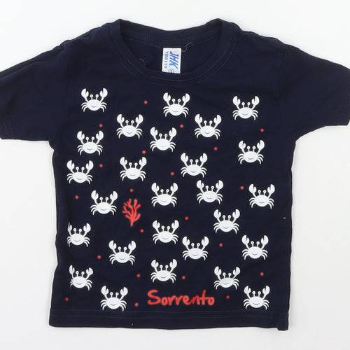 JHK Boys Blue Geometric Cotton Basic T-Shirt Size 2 Years Crew Neck Pullover