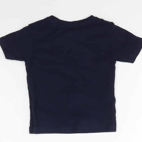 JHK Boys Blue Geometric Cotton Basic T-Shirt Size 2 Years Crew Neck Pullover