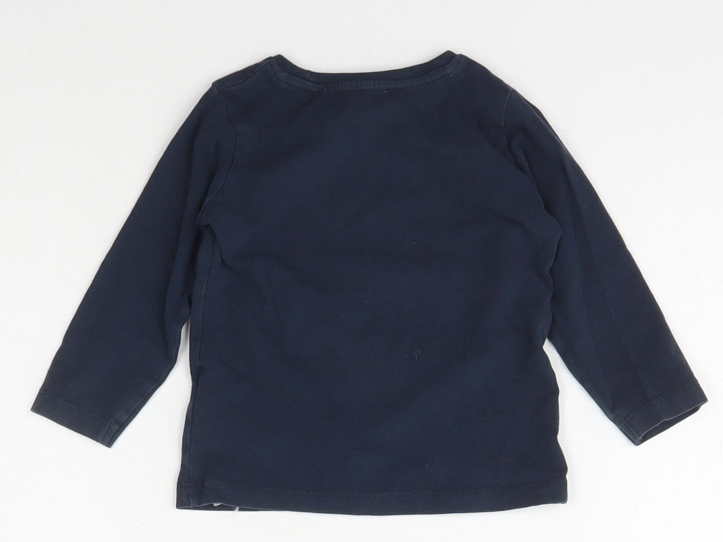 name it Baby Blue  Cotton Basic T-Shirt Size 9-12 Months Crew Neck Pullover - Tiger