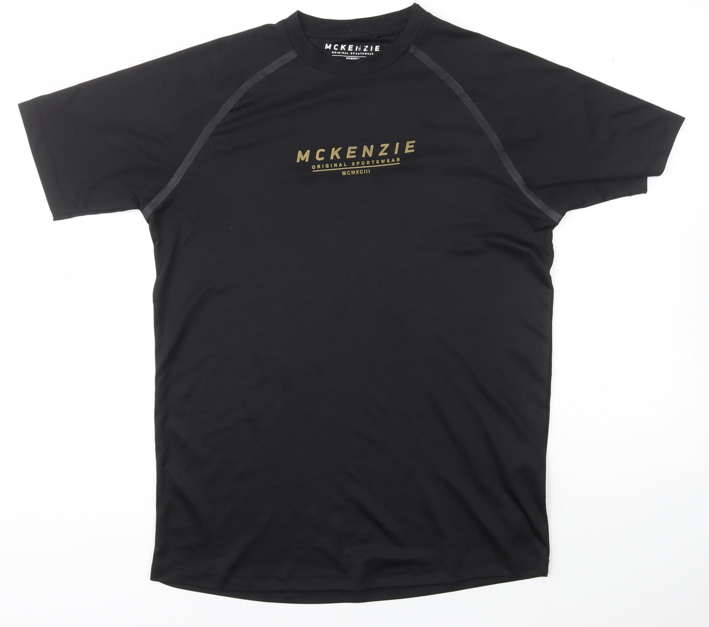 McKenzie Mens Black  Polyester Basic T-Shirt Size M Mock Neck Pullover