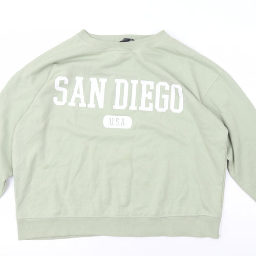New Look Womens Green  Cotton Pullover Hoodie Size M  Pullover