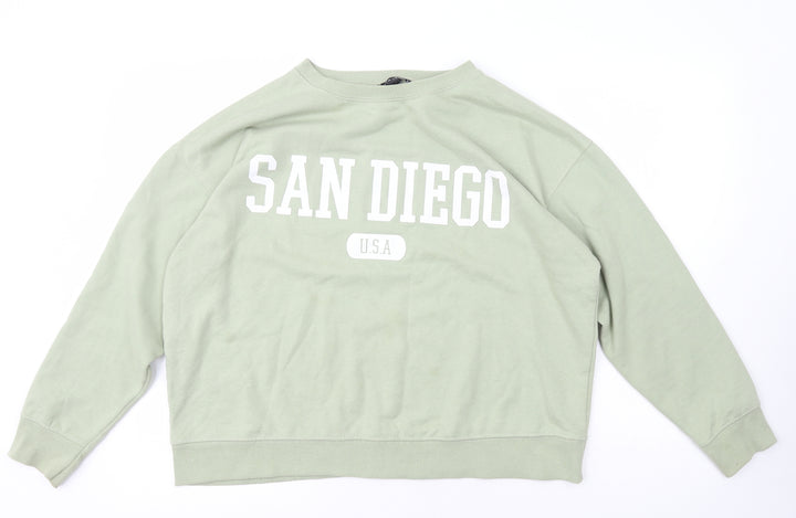 New Look Womens Green  Cotton Pullover Hoodie Size M  Pullover