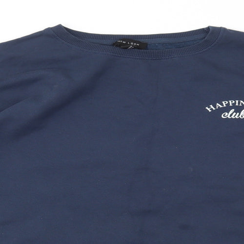 New Look Womens Blue  Cotton Pullover Hoodie Size L  Pullover