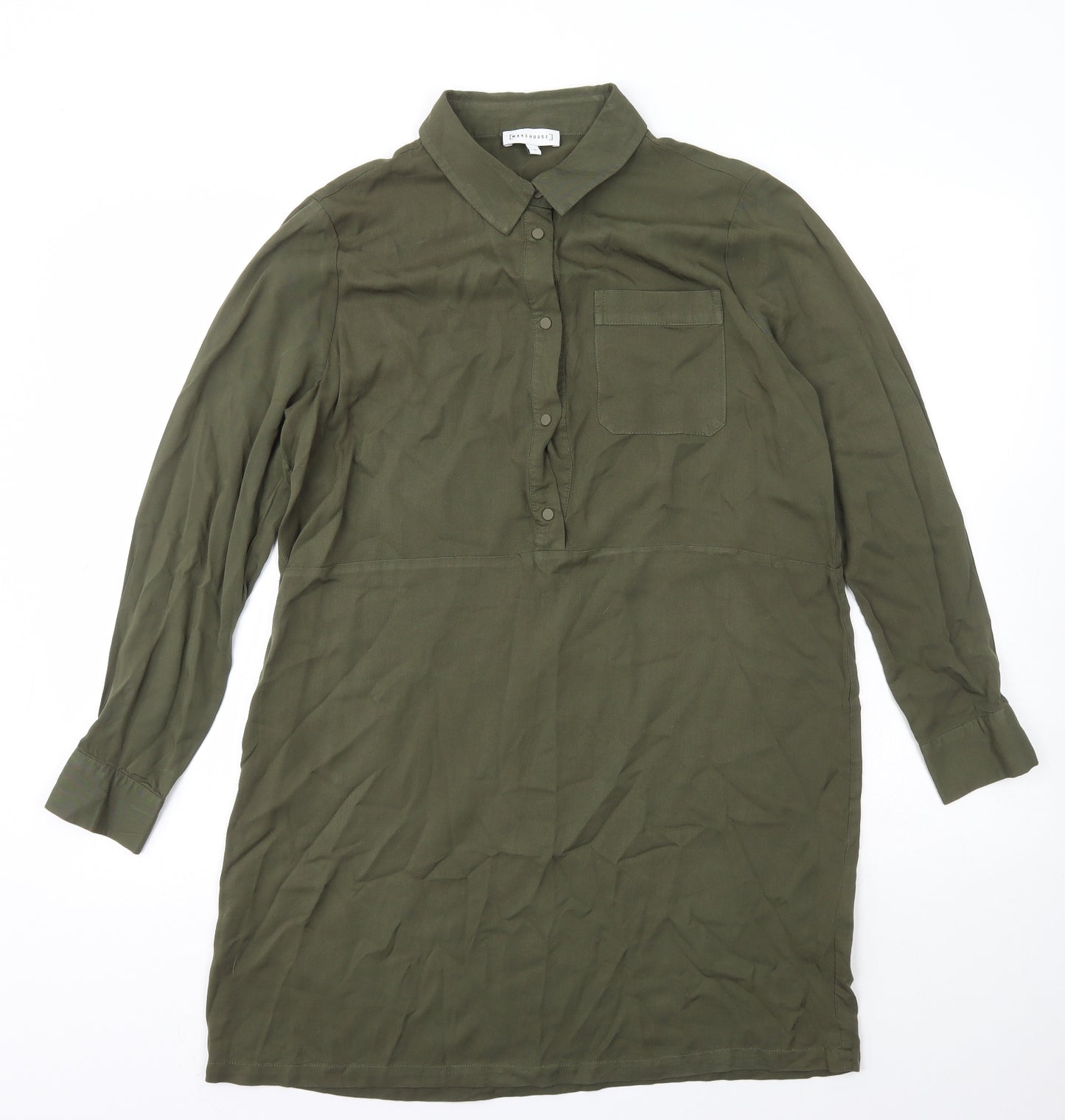 Warehouse Womens Green  Viscose Basic T-Shirt Size 12 Collared