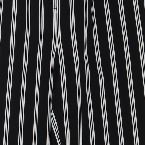 New Look Womens Black Striped Polyester Carrot Trousers Size 6 L26 in Regular Button