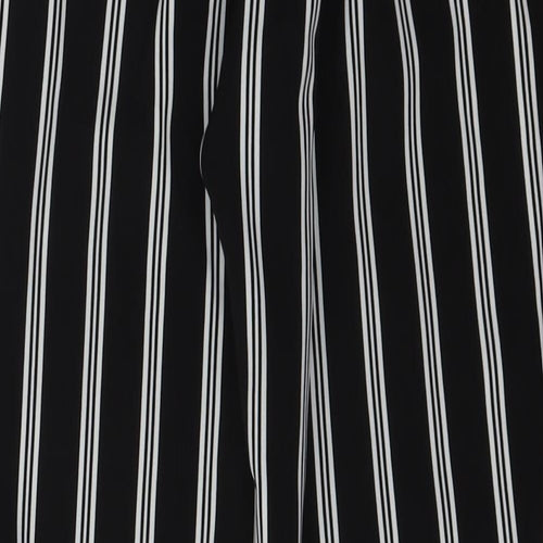 New Look Womens Black Striped Polyester Carrot Trousers Size 6 L26 in Regular Button