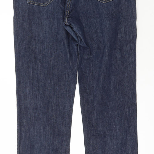 NEXT Womens Blue  Cotton Straight Jeans Size 14 L30 in Slim Zip