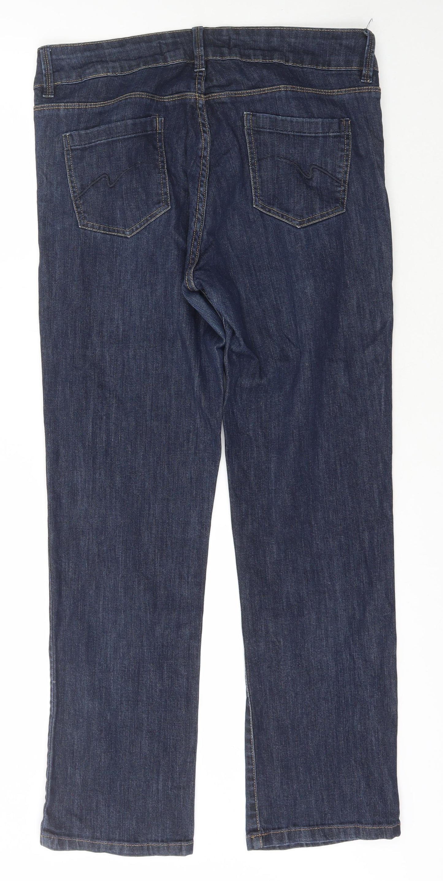 NEXT Womens Blue  Cotton Straight Jeans Size 14 L30 in Slim Zip