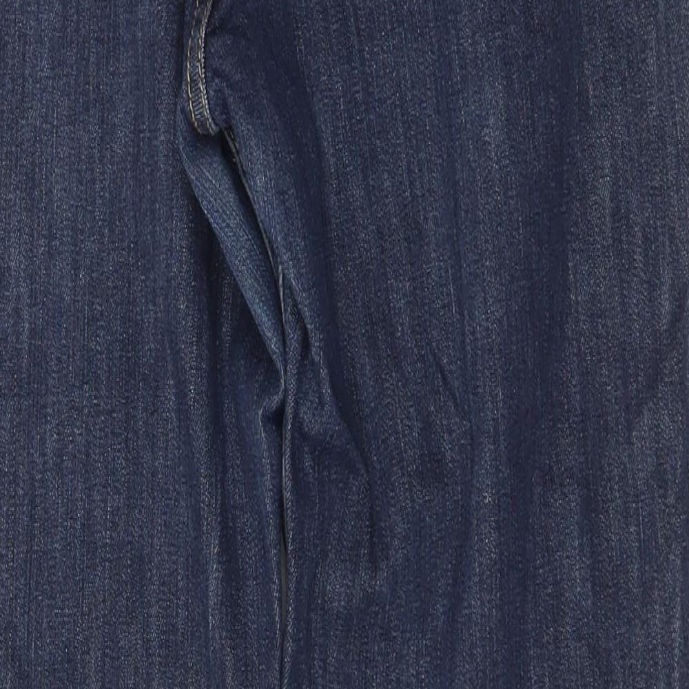 NEXT Womens Blue  Cotton Straight Jeans Size 14 L30 in Slim Zip