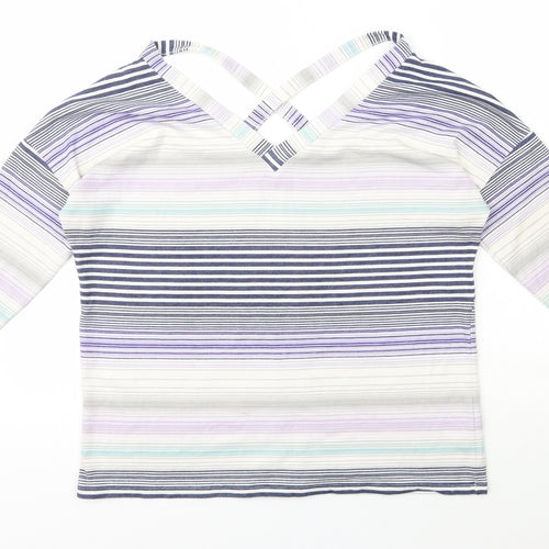 George Womens Multicoloured V-Neck Striped Polyester Pullover Jumper Size 12