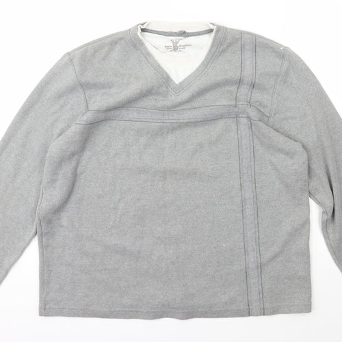St Bernard Mens Grey V-Neck  Cotton Pullover Jumper Size XL