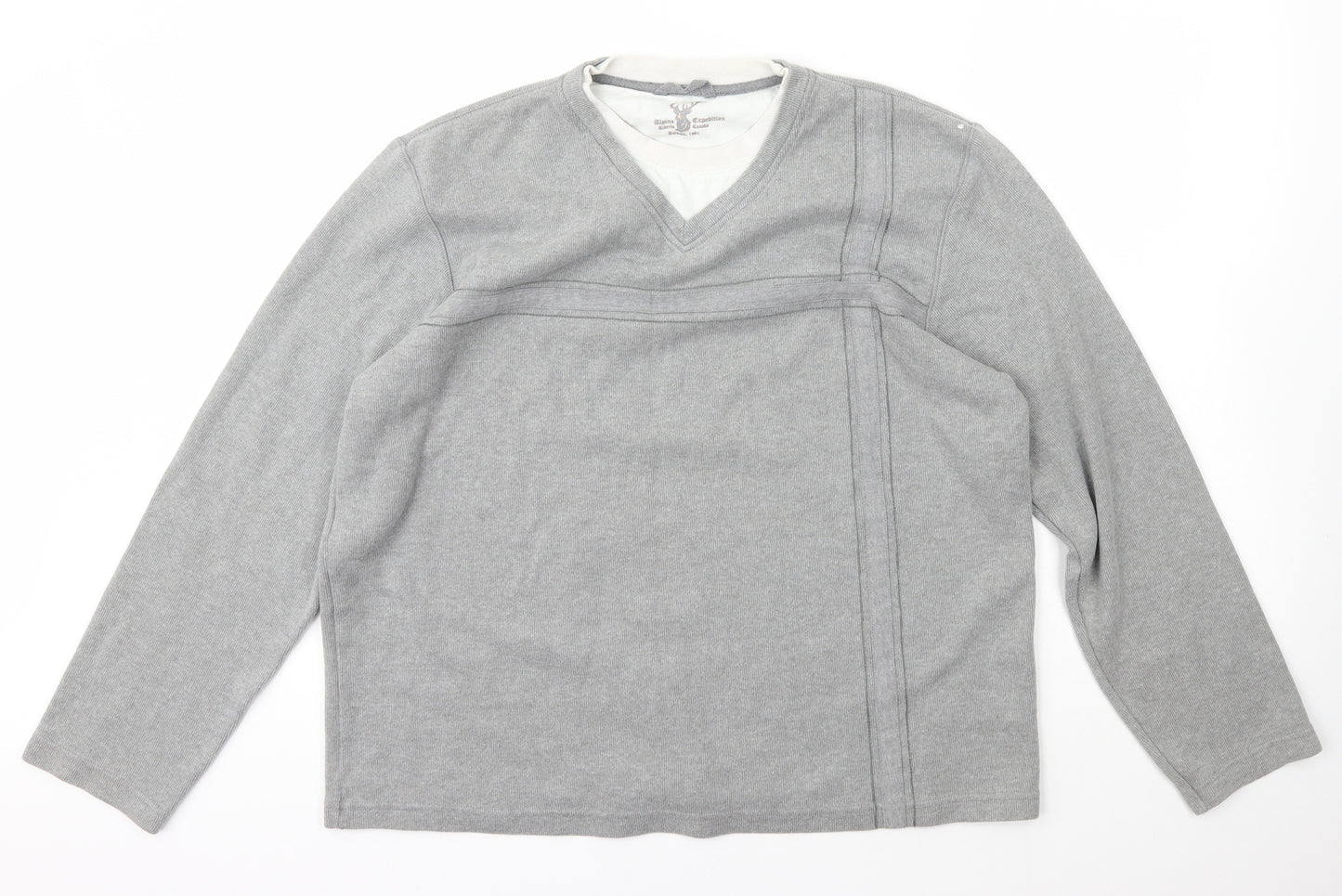 St Bernard Mens Grey V-Neck  Cotton Pullover Jumper Size XL
