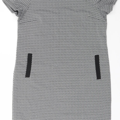 Peacocks Womens Black Herringbone Polyester A-Line  Size 10  Scoop Neck Pullover