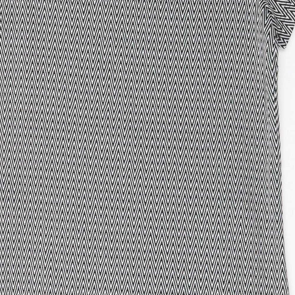 Peacocks Womens Black Herringbone Polyester A-Line  Size 10  Scoop Neck Pullover