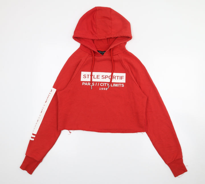 New Look Womens Red Cotton Pullover Hoodie Size 6